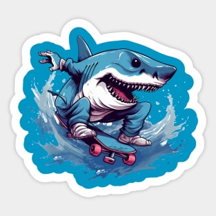 shark riding a skateboard Sticker